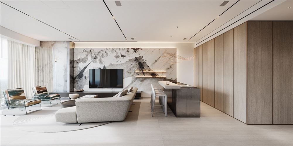 弥勒室内装修中龙时代中心150平方米平层-现代简约风格室内设计家装案例